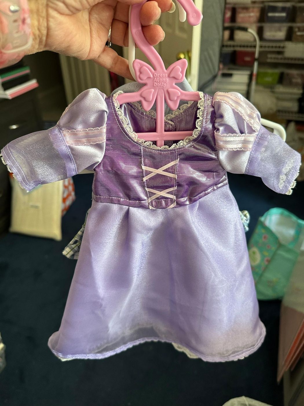A lavender princess dress for an 18-inch doll